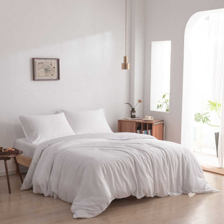 Hvidt Bambus Sengesæt 1-person - 400TC Tanboocel - Coco White