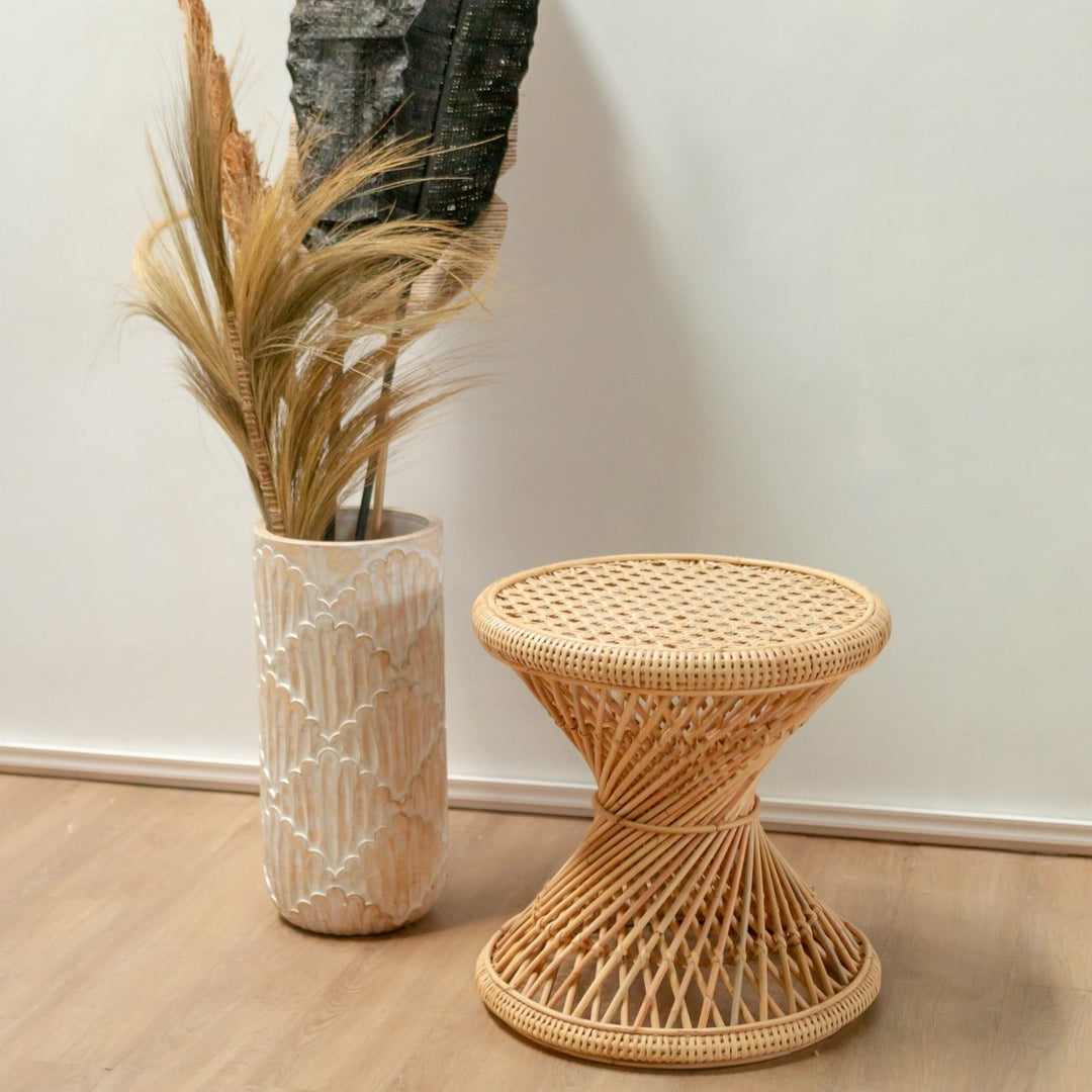 Sidebord i rattan | Sofabord | Rundt Sofabord LUHU Ø45 cm Beige