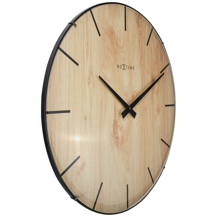 Vægur - 35 cm - Dome Glas - 'Edge Wood Dome'