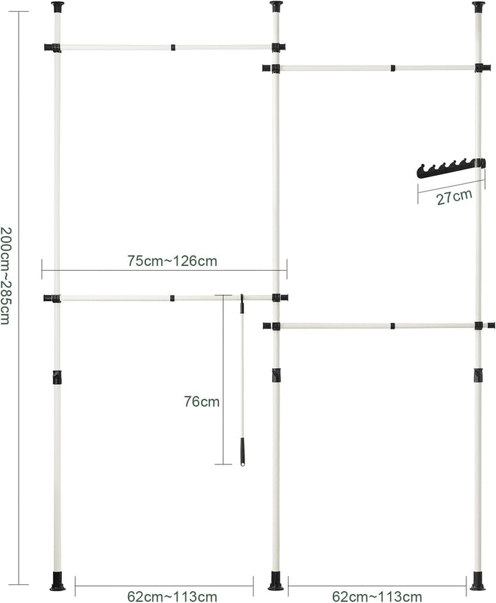 Teleskopisk tøjstativ i et moderne og minimalistisk design, hvid