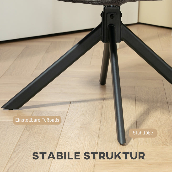 Polstret lænestol, accentstol, moderne design, drejelig, op til 120 kg, sort