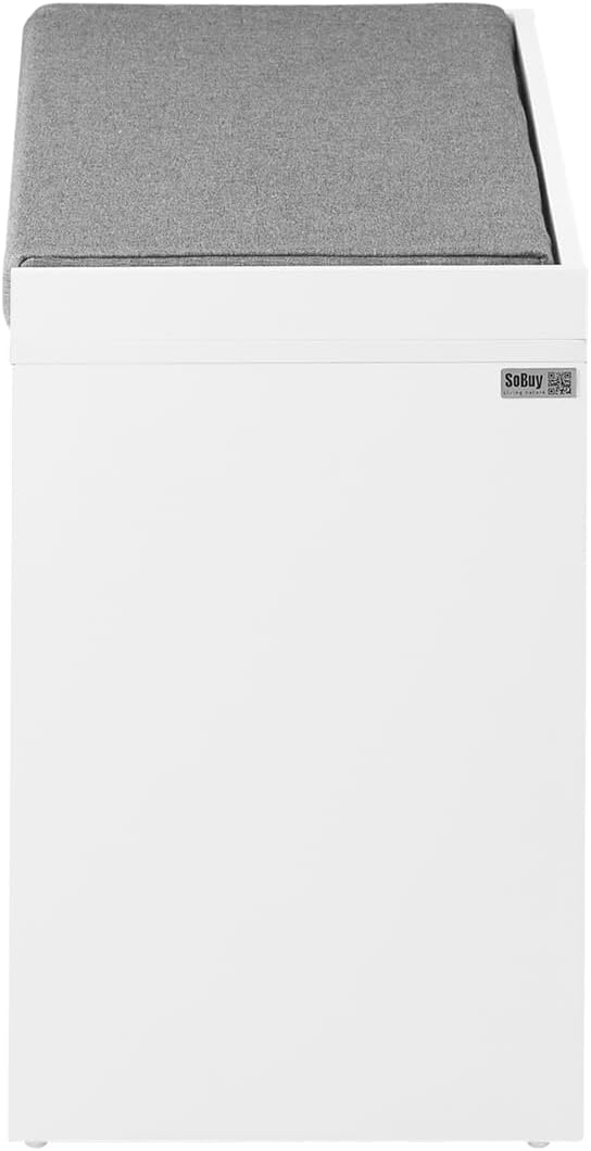 Skobænk med sæde, opbevaringsplads til 8 par sko - ideel til gang, 97x30x47 cm, hvid