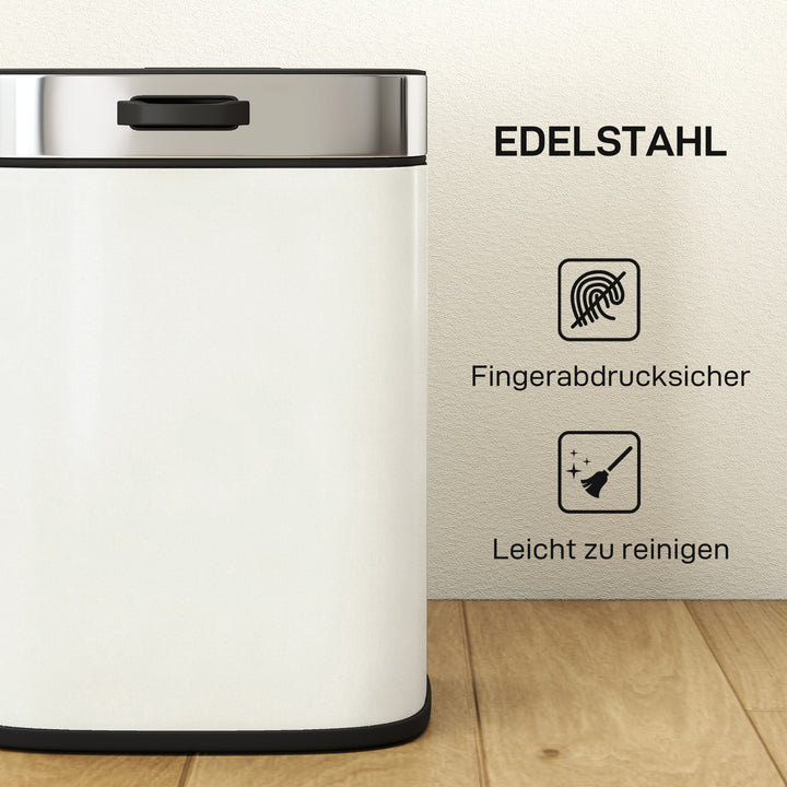 5L affaldsbeholder, fritstående eller vægmonteret, rustfrit stål, cremehvid