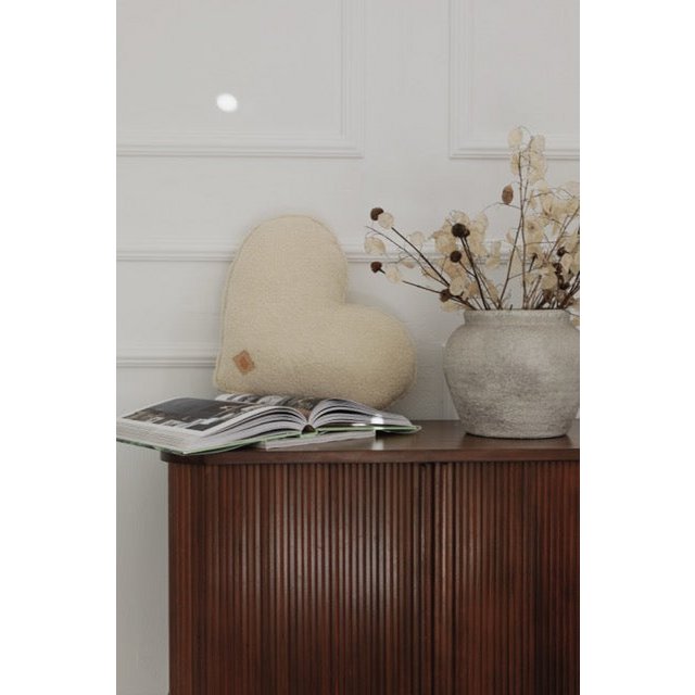 Fluffy boucle teddy hjertepude
