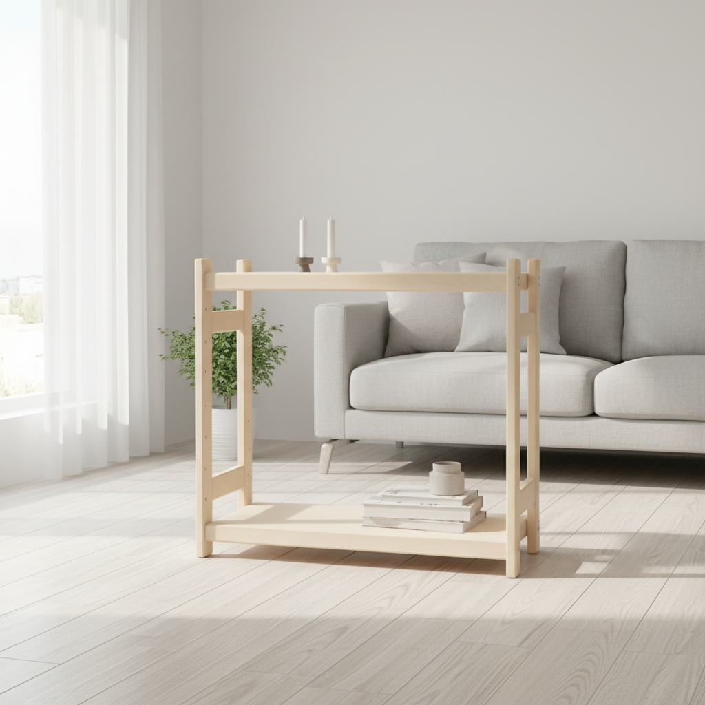Modulær reol i bøg, 2 hylder, 45 × 60 × 43 cm