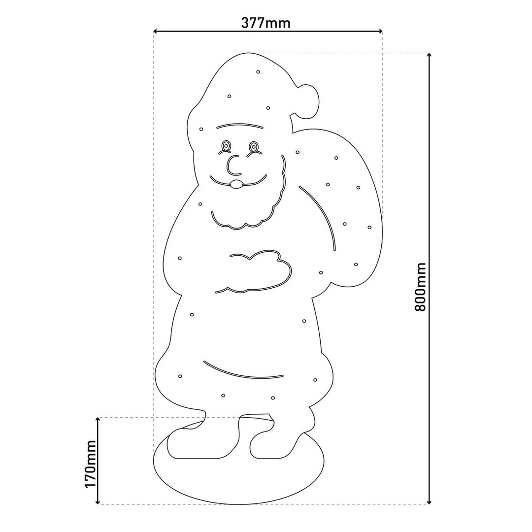 LED Wood Decolum "Santa" Stor, julepynt lavet af træ i naturen, med fast bygget - In Lyss, til det udendørs område - Klassisk - Dekoration - Træ - Natur - Ingen information - Juledekoration udenfor