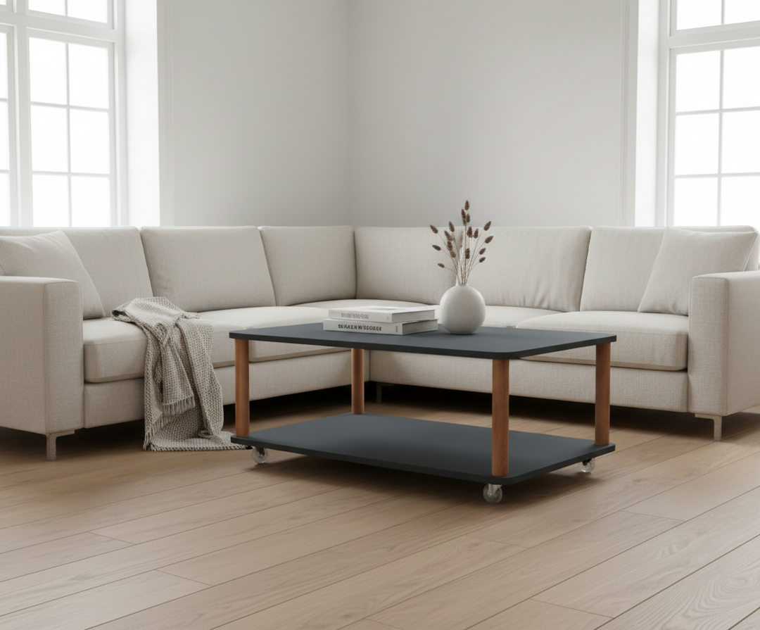 ASHME Sofabord med Hjul, 64x105 cm, Grafit