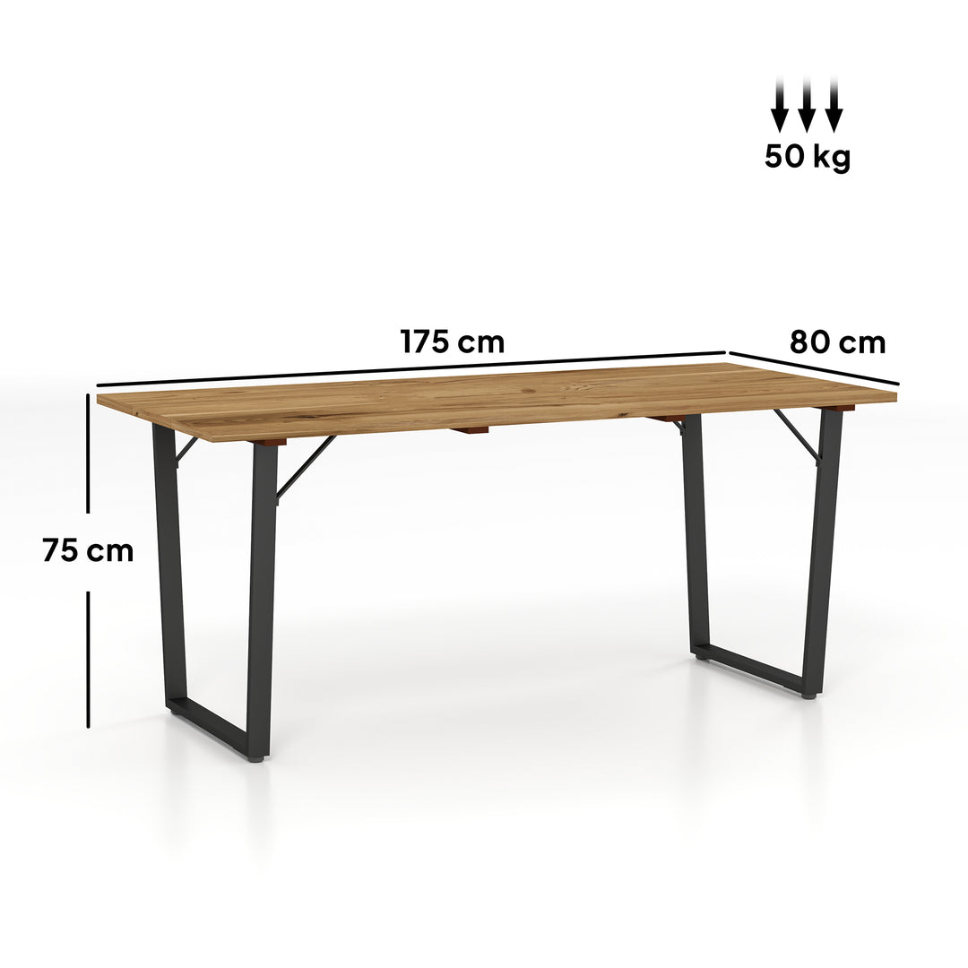 Havebord træ 175x80 cm vejrbestandigt balkonbord med parasolhul buffetbord til 6 personer brun