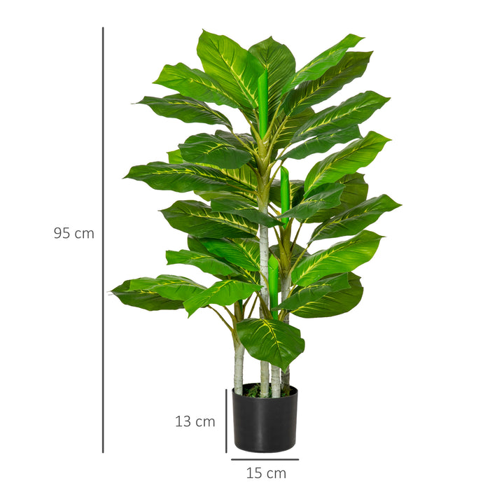 Kunstigt træ 95 cm, kunstig plante med 33 blade, potte til stuen