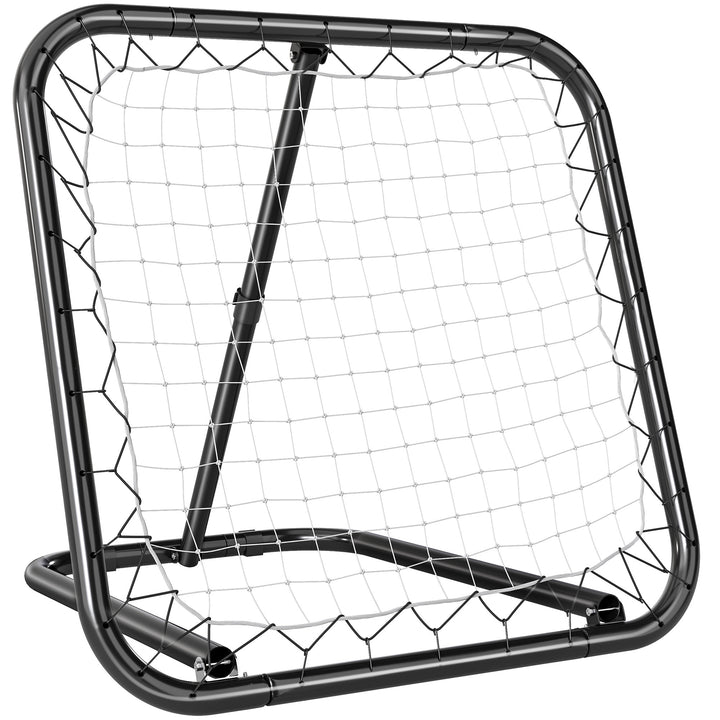 Rebounder til fodbold, 78 x 84 cm reboundingvæg med pløkker, justerbar i 5 niveauer, bærbar, kickback-mål, fodboldmål til unge, fodboldtræningstilbehør til baseballtræning, hvid