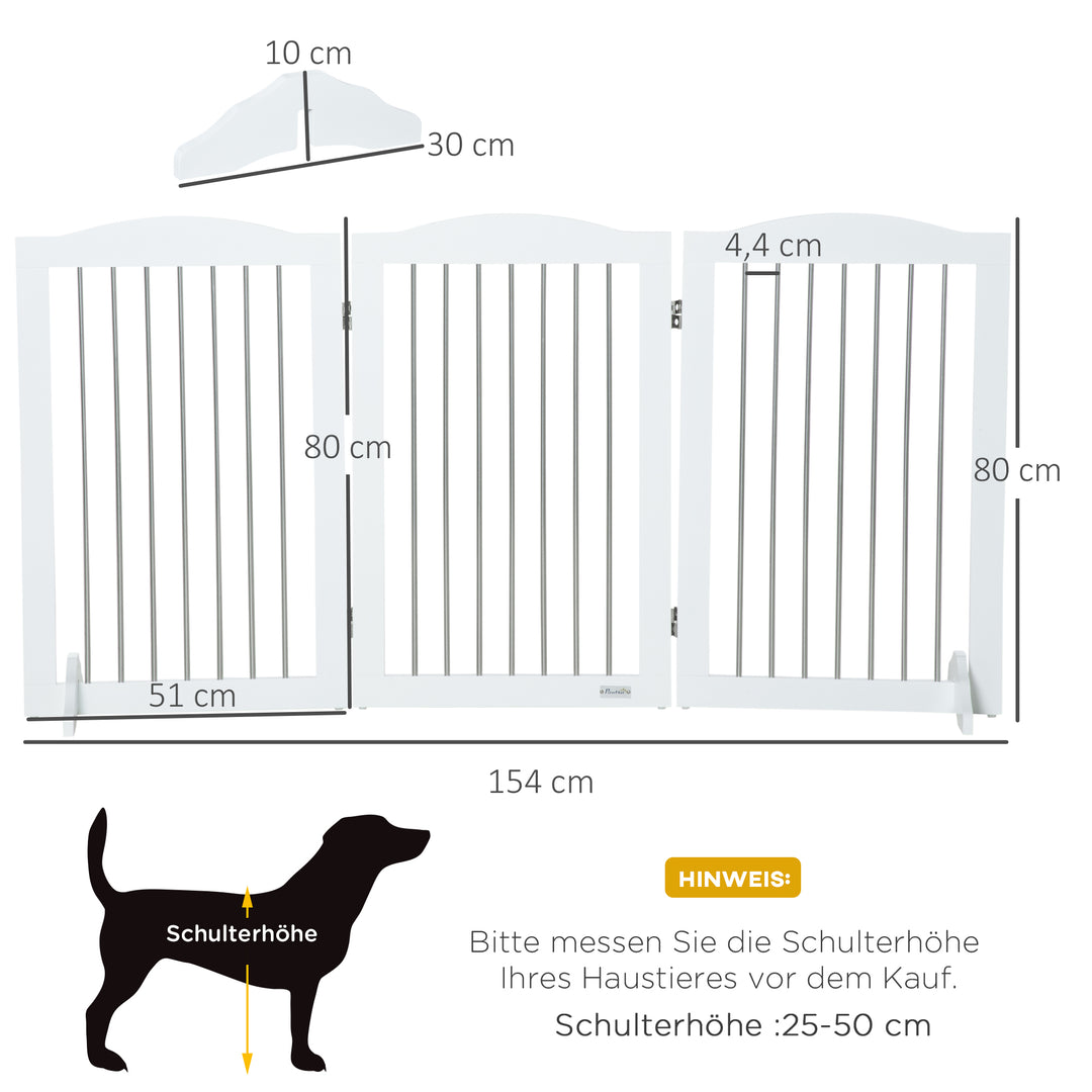 Foldbart hundegitter, justerbar form, til hunde op til 20 kg, 154 x 80 x 30 cm, hvid