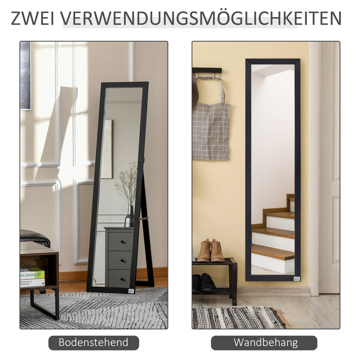 Spejl i fuld længde, fritstående, vægmonteret, mdf-ramme, 37 x 37 x 154 cm, sort