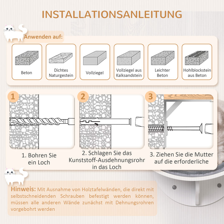 Katteseng væghængt katteseng kattehylde vægmonteret plyspude grå 41 x 28 x 21 cm