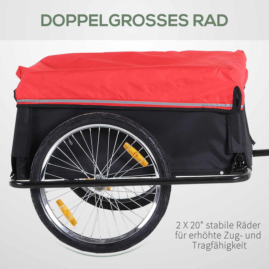 Foldbar cykeltrailer med kobling, transportvogn lasteevne op til 40 kg, transporttrailer til cykelhåndvogn 140 x 88 x 60 cm