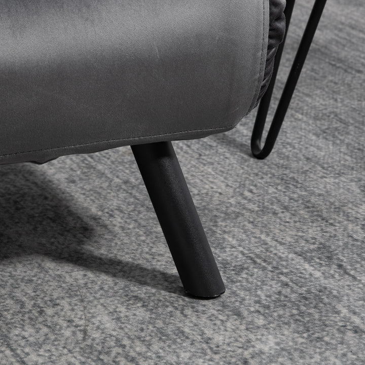 2-Personers sovesofa, fløjlsofa, sovefunktion, inklusive 2 puder, fløjlslook, natur + mørkegrå + sort