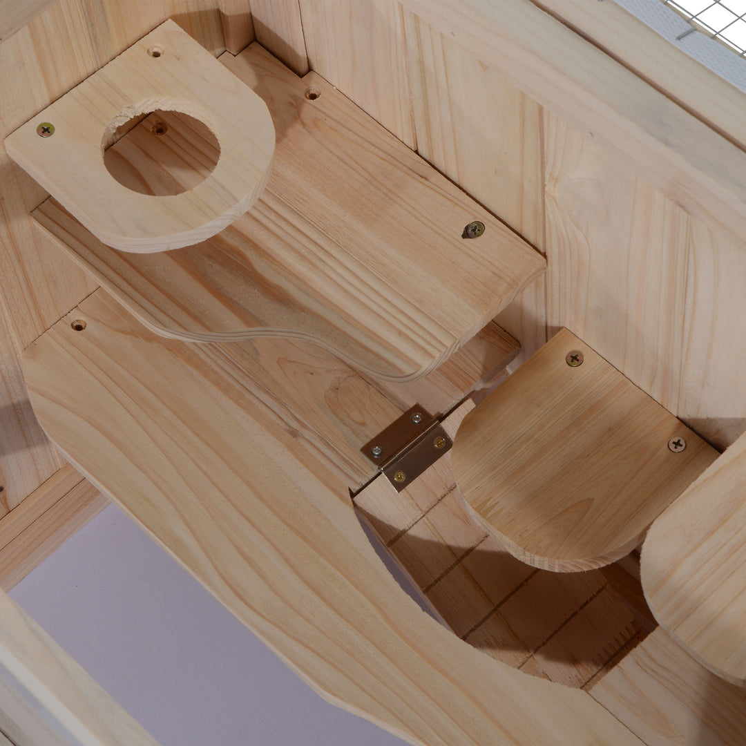 Bur til små dyr i træ, 60 x 35 x 42 cm