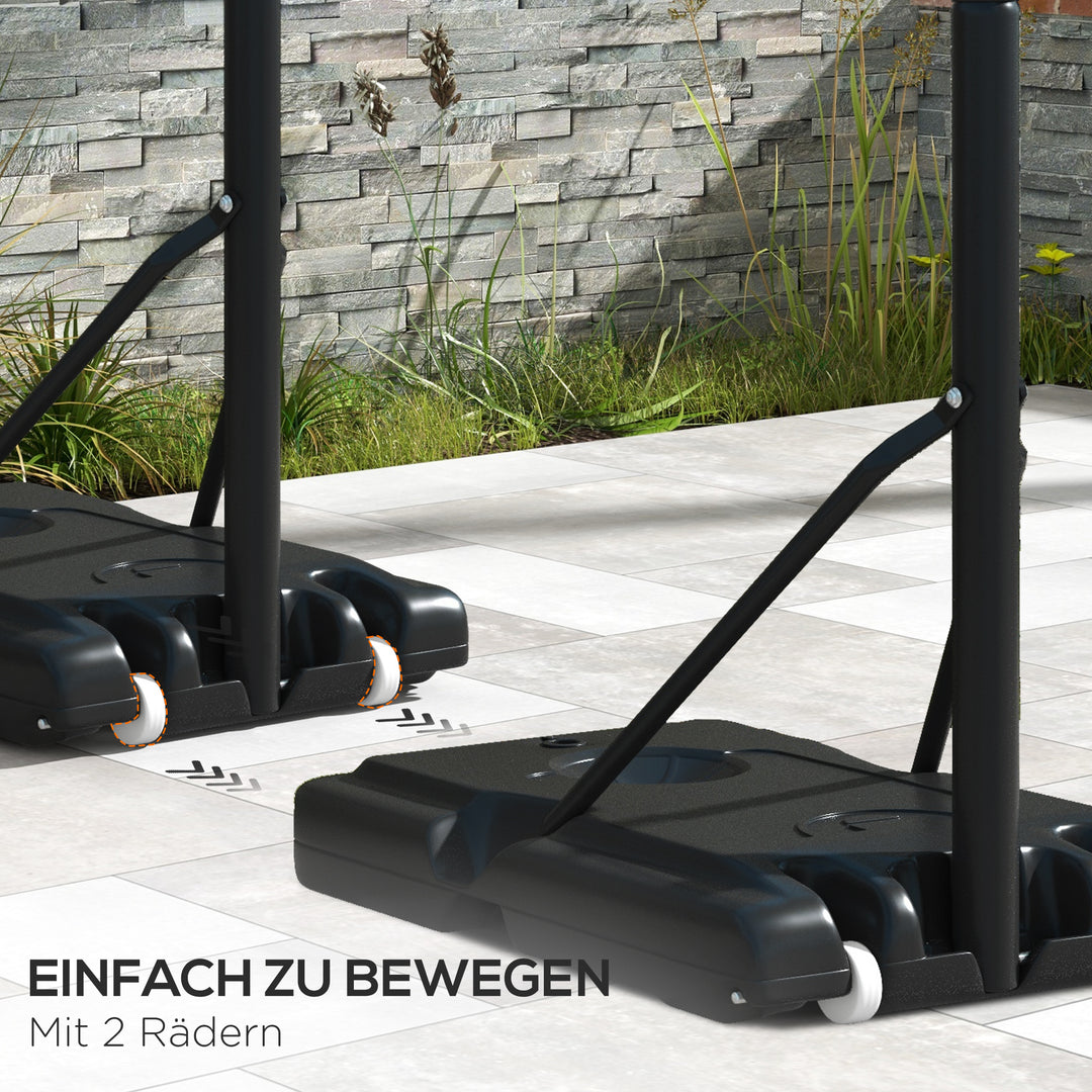 Basketballstativ, mobil, højdejusterbar, brudsikker bagplade, 235-305 mm kurvhøjde, sort