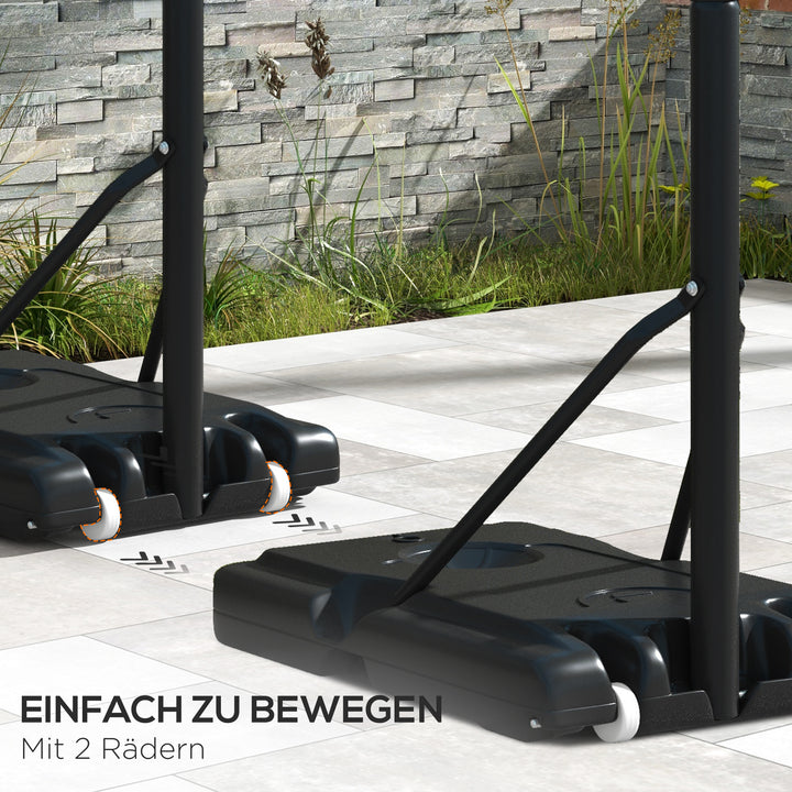 Basketballstativ, mobil, højdejusterbar, brudsikker bagplade, 235-305 mm kurvhøjde, sort