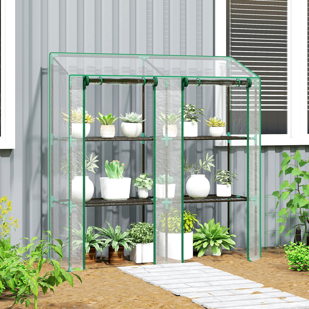 Drivhus, hylder, dobbeltdøre, 143 x 46 x 151 cm, transparent