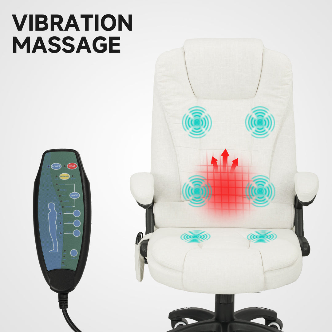 Ergonomisk kontorstol med massagefunktion, 68 x 72 x 110-120 cm, cremehvid