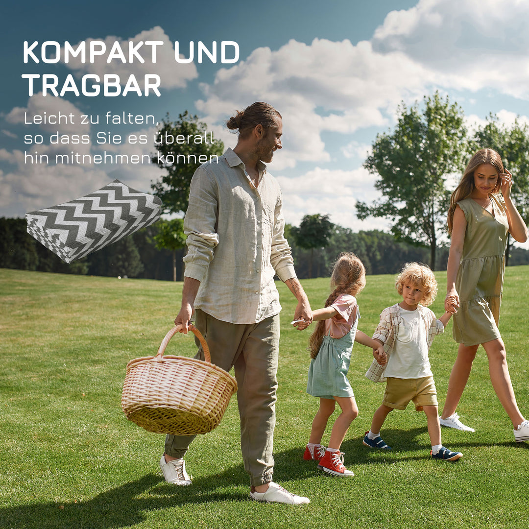 Udendørstæppe, vandtæt, dobbeltsidet design, syntetisk fiber af høj kvalitet, lysegrå+hvid, 121 x 182 cm