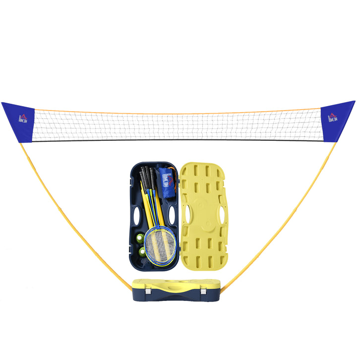 Bærbart Badmintonnetsæt med 9,5x5 fod net, foldbart badmintonnet med 2 fjerbolde, 2 badmintonketchere og 1 kuffert, til indendørs udendørs, strand, baghave