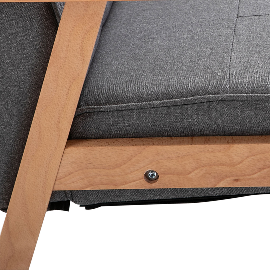 Enkelt sofa loungestol polstret stol med armlæn træstel linned grå 64,5 x 70 x 74 cm