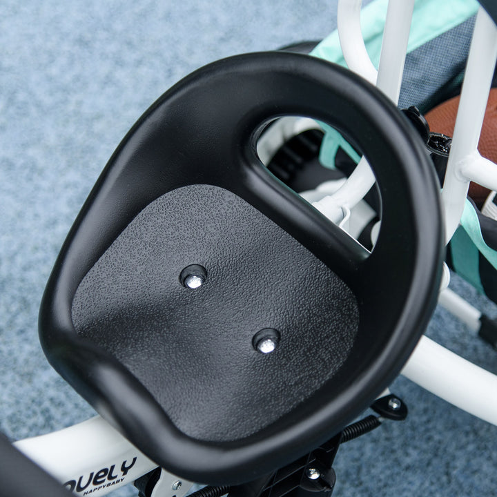 6-I-1 børnetrecykel med skubbehåndtag, kaleche, bælte, opbevaringskurv, til 1-5 år, grøn