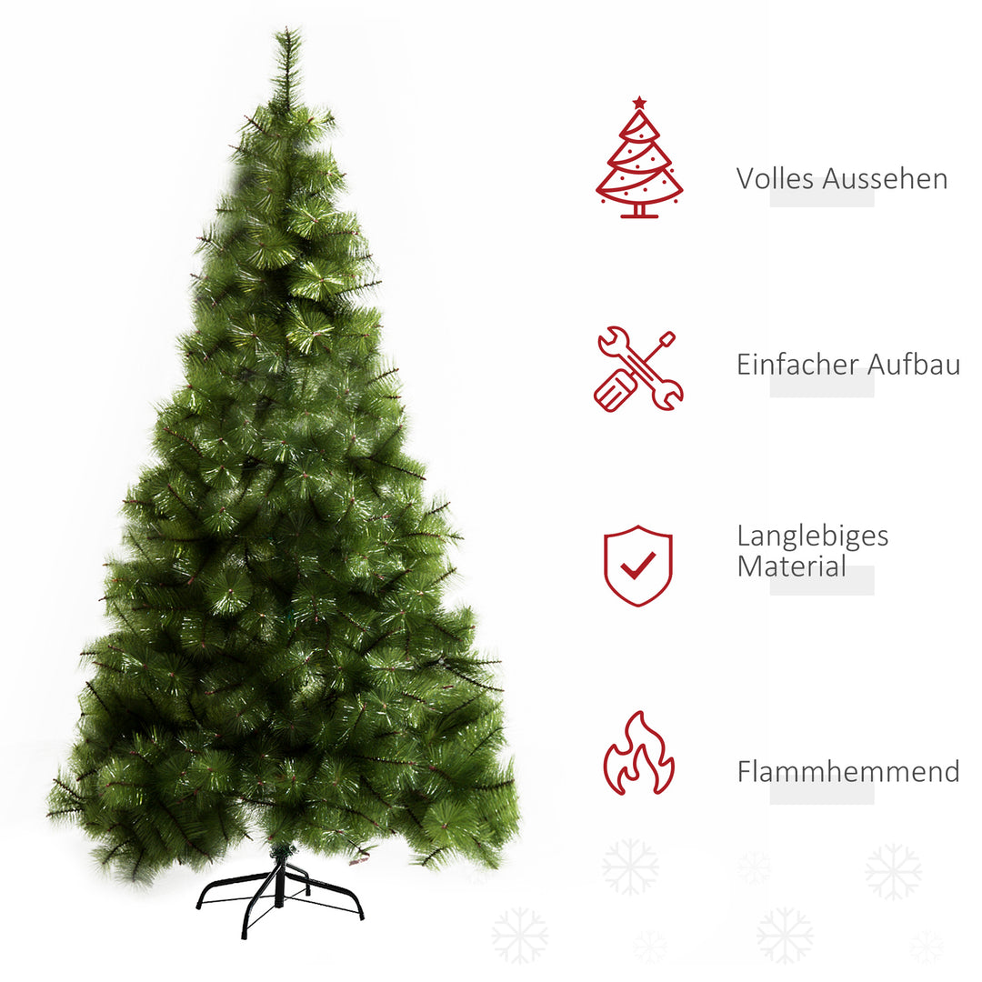 Kunstigt juletræ 210 cm, juletræ til påhæng med 505 spidser og sølvdetaljer, juletræspynt inklusive metalfod til indendørs brug