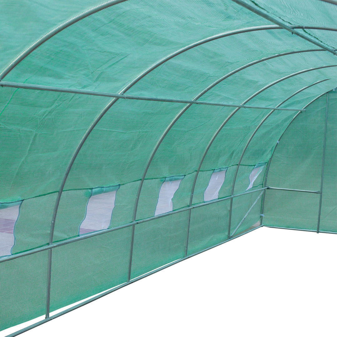 Drivhus 800x300x200cm plastdrivhus tomathus med dør, 12 vinduer, galvaniseret stålfilmtunnel, pe, stabil drivhusplantetunnel, inklusive jordankre og reb, grøn
