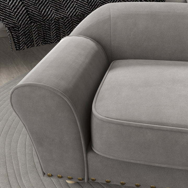 Hundesofa, hundeseng med nitter, tyk hynde, aftageligt betræk, skridsikre fodder, 86,5 x 52,5 x 33 cm, grå