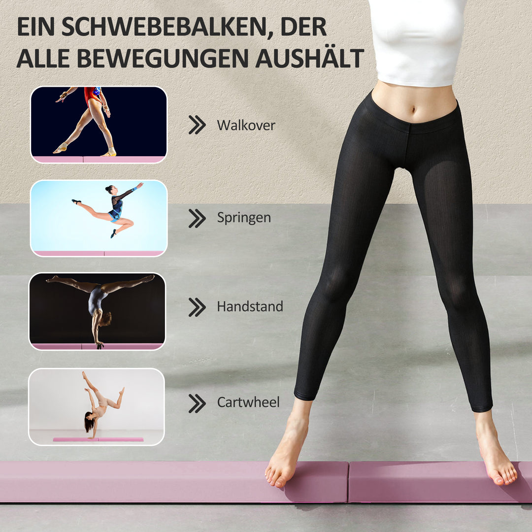 236 cm foldbar balancebom til teenagere 80 kg lyserød