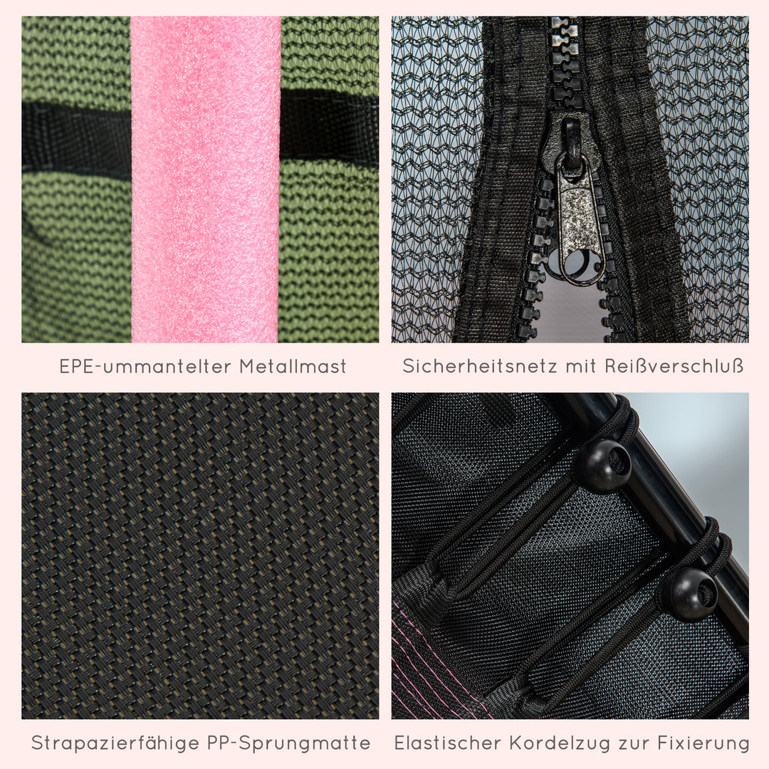 Trampolin til børn, 163,5 cm, med sikkerhedsnet, polstret, stål, lasteevne op til 50 kg