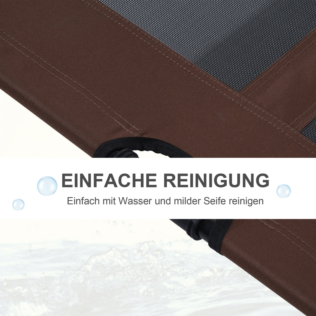 Udendørs hundeseng, kølende kæledyrsseng til store hunde, hævet hundeseng med robust metalramme, åndbart net til udendørs have, 92 x 76 x 18 cm, kaffebrun