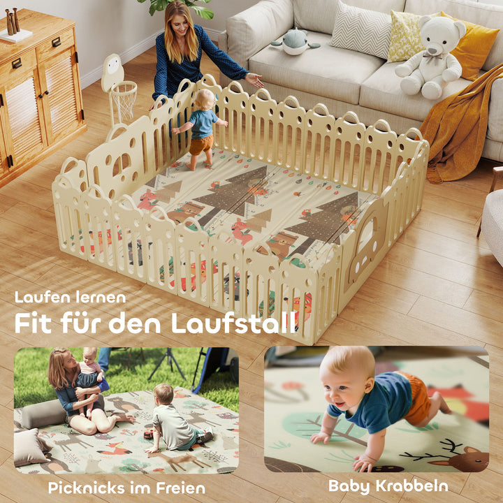 Babylegemåtte 196 x 176 x 1,5 cm foldbar dobbeltsidet kravlemåtte flerfarvet