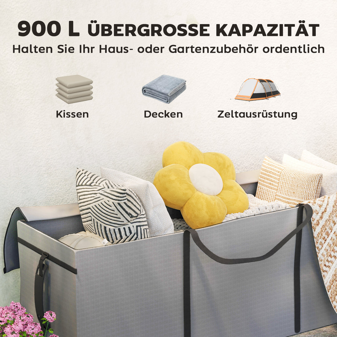 Opbevaringstaske til havehynder, hyndepose, beskyttelsesbetræk med bærehåndtag, lynlås, 200 x 60 x 75 cm, lysegrå