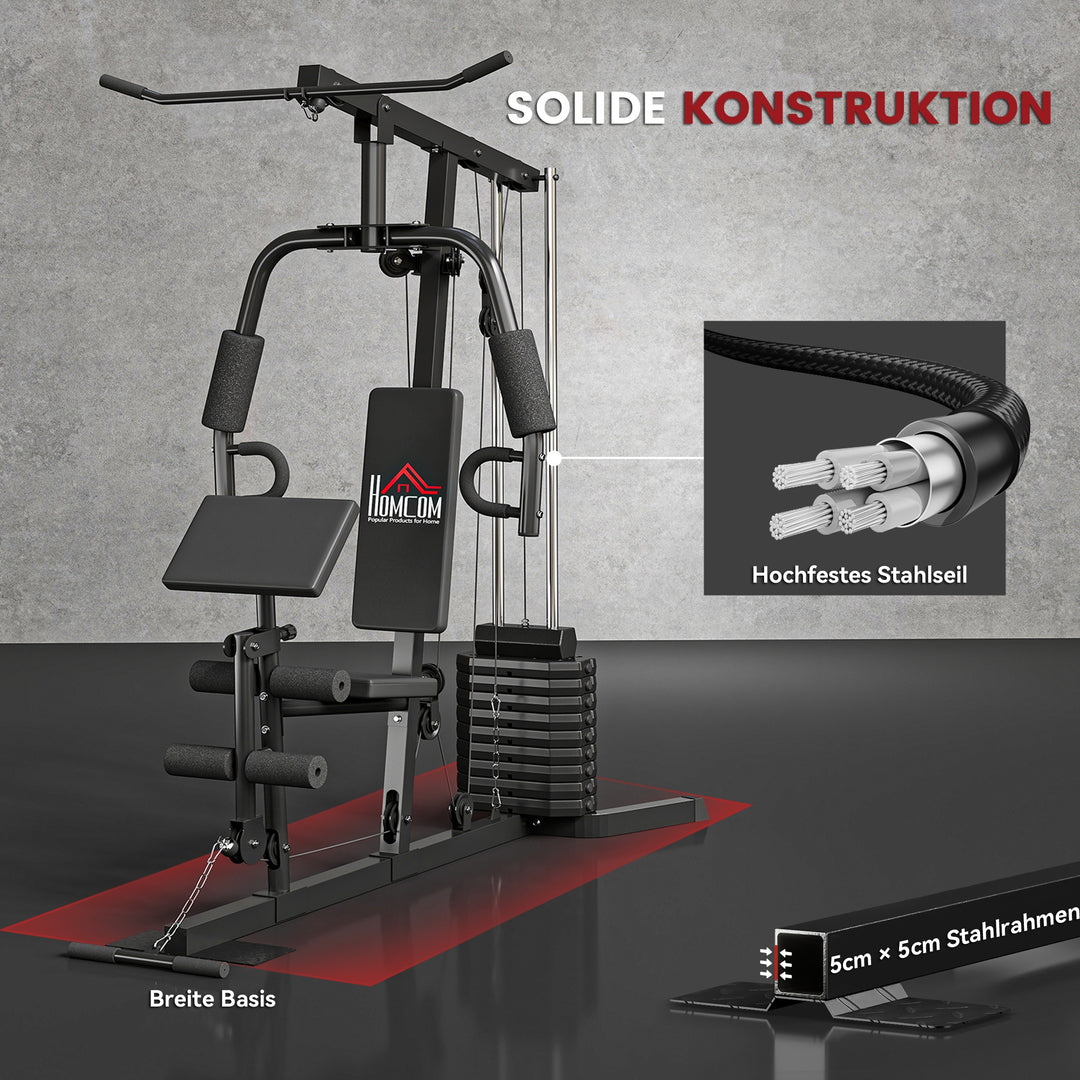 Kraftværk med 45 kg vægtblok 180 x 108 x 200 cm stål sort