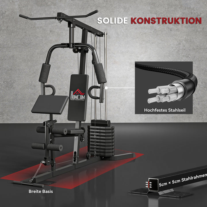 Kraftværk med 45 kg vægtblok 180 x 108 x 200 cm stål sort