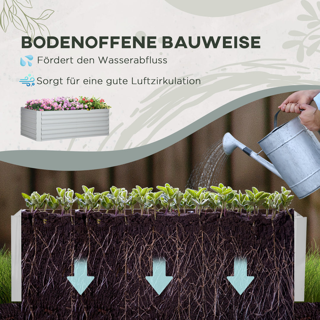 Plantepotte, praktisk blomsterbed til plantning, pleje og pleje, højbed, stål, lysegrå