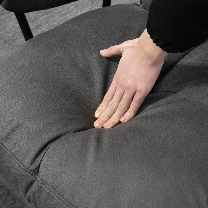 Lænestol med fodskammel, lænestol med fodskammel, justerbar ryglæn; mikrofiber, mørkegrå