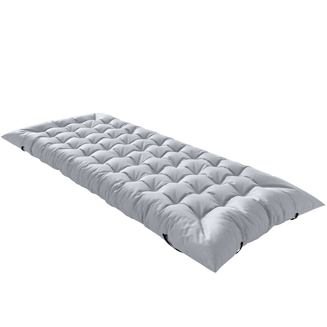 Campingmåtte, foldbar, 8 cm tyk campingmadras med skridsikkert betræk og stropper til camping, 200 x 80 cm, lysegrå