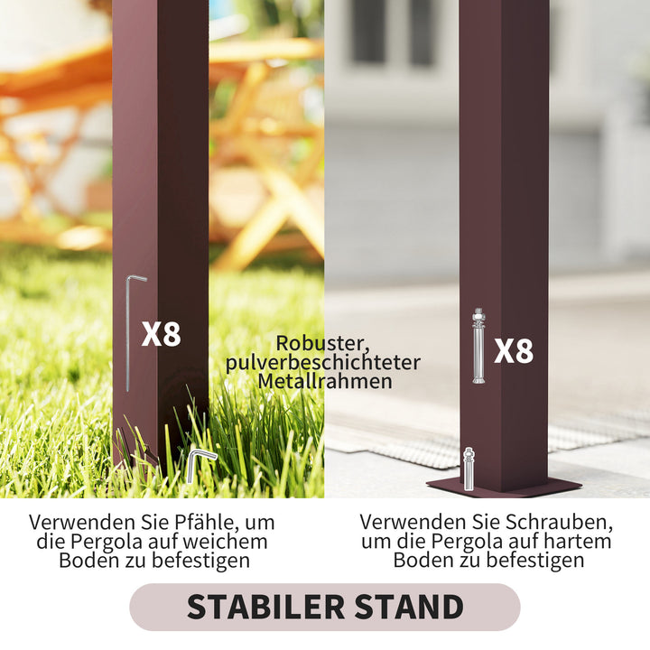 Pergola pavilion 3x2,5m uv 30+ stabil vinterbestandig solbeskyttelse med justerbart skydetag mørkebrun