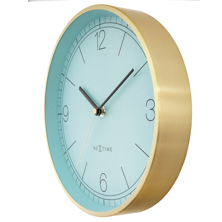 Vægur 25cm-Silent-Grøn/Turkis/Hvid/Sort-Metal-NeXtime 'Bolero'