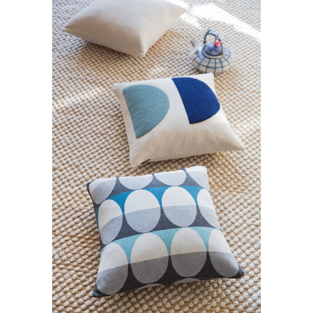 Mona Pillow Blue, Punch Needle Embroidery