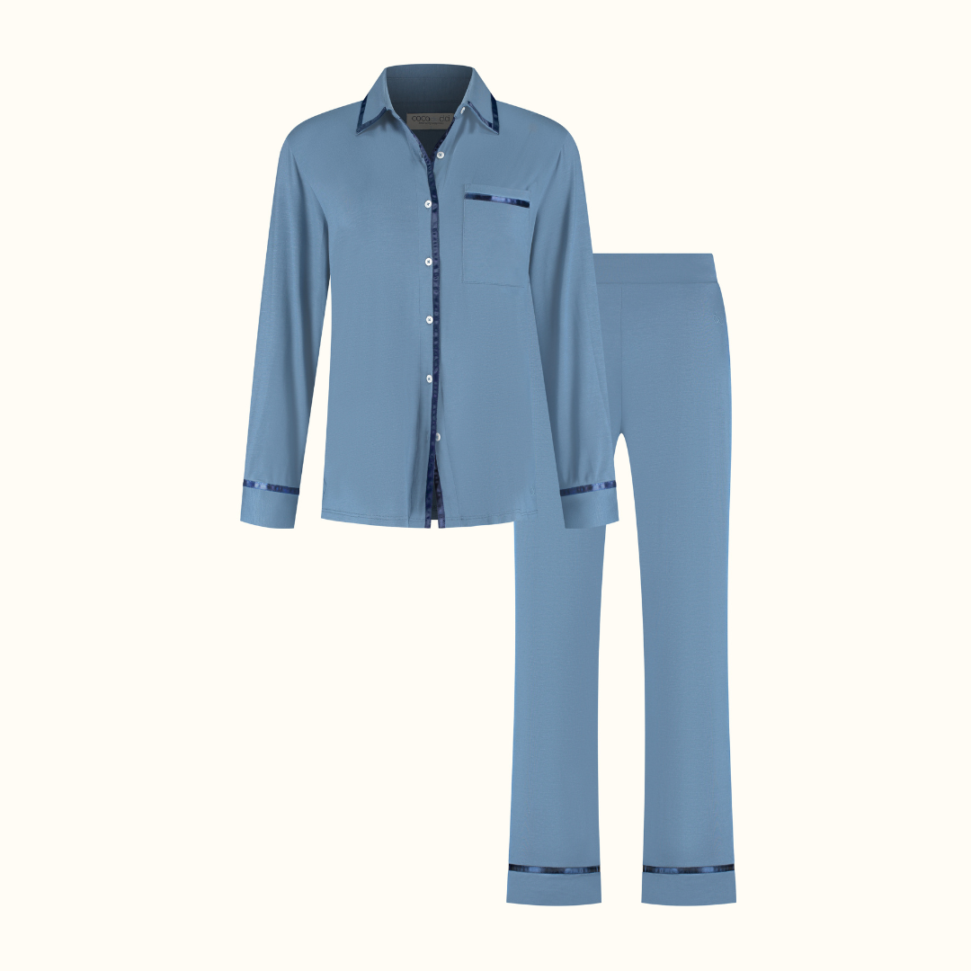 TENCEL™ Pyjamassæt lang dame mørkeblå