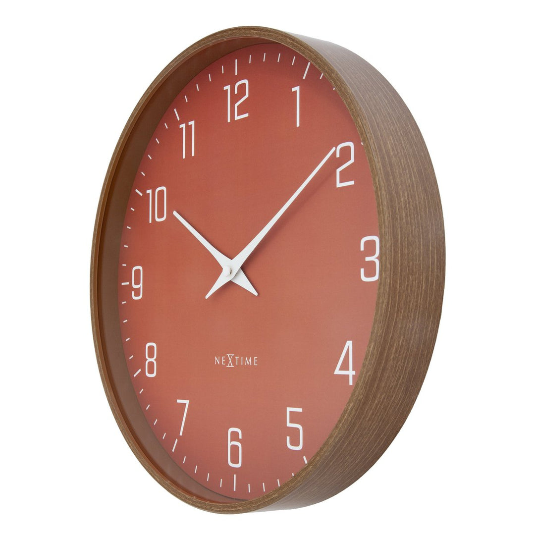 Vægur 30 cm-Silent-Mørkt træmønster-Plastic-NeXtime 'Lyra'