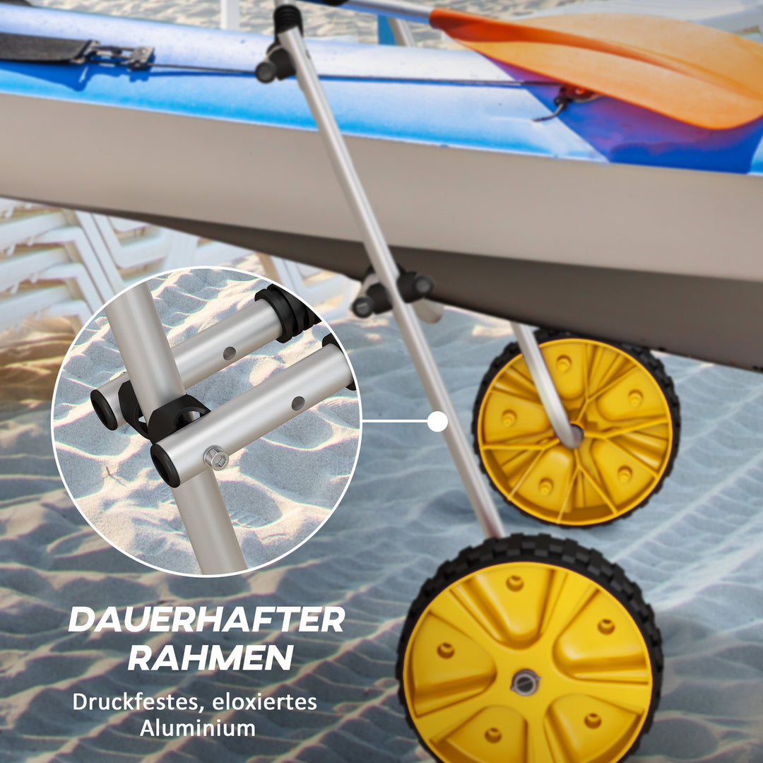 Kajakvogn, transportvogn i aluminium, 82x25,4x77,5 cm, sølvgul