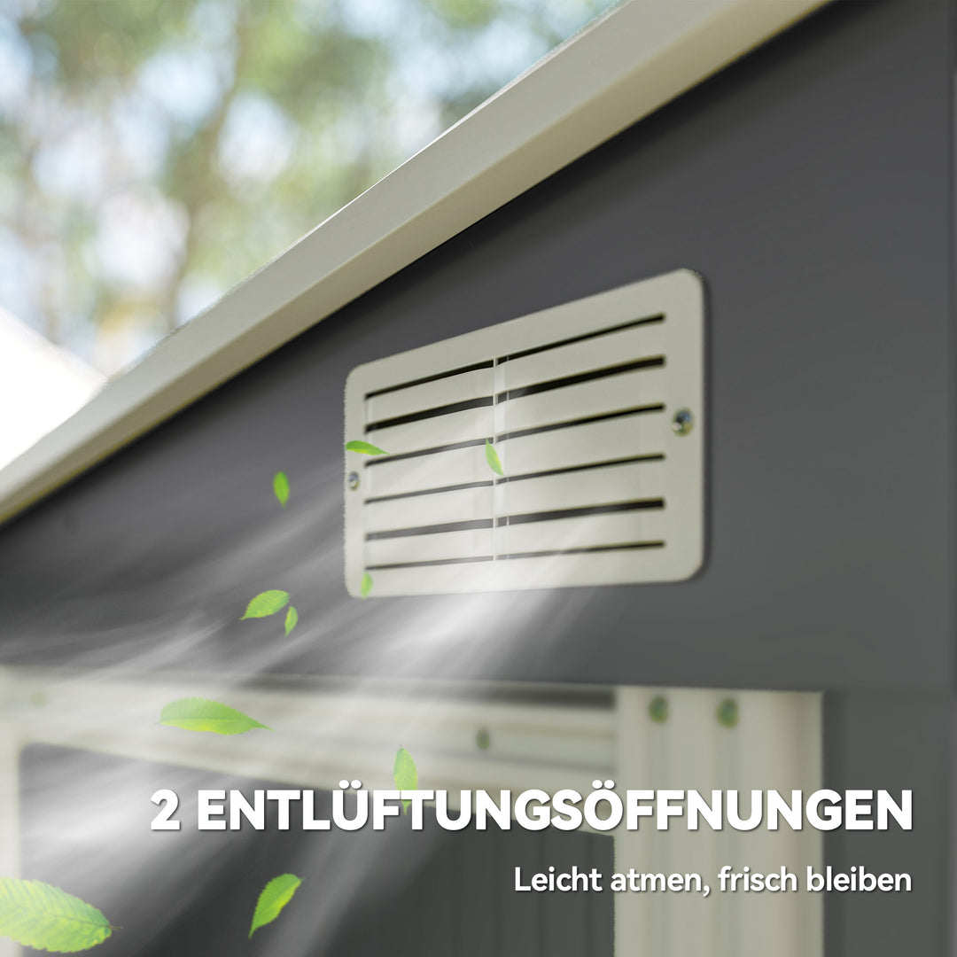 Metal haveskur 2,81m² 154x206,5x181 cm Redskabsskur med hultag Fundament