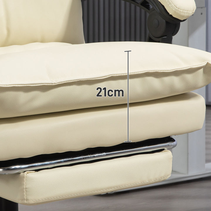 Kontorstol, justerbar sædehøjde, fodstøtte, kunstlæder, op til 135 kg, metalbase, 66 x 72 x 116-124 cm, beige