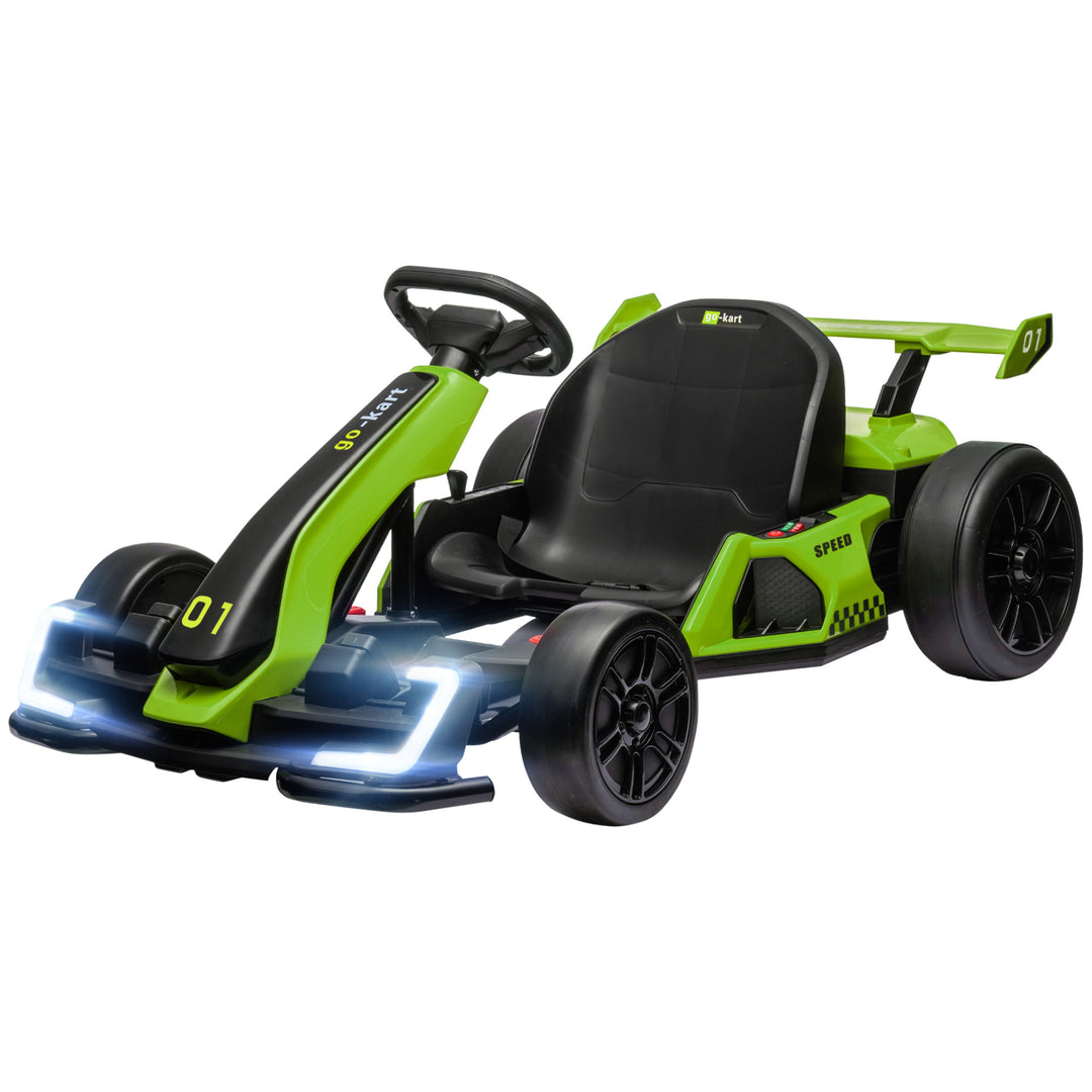 24V elektrisk gokart til børn med driftfunktion, 6-12 år, grøn